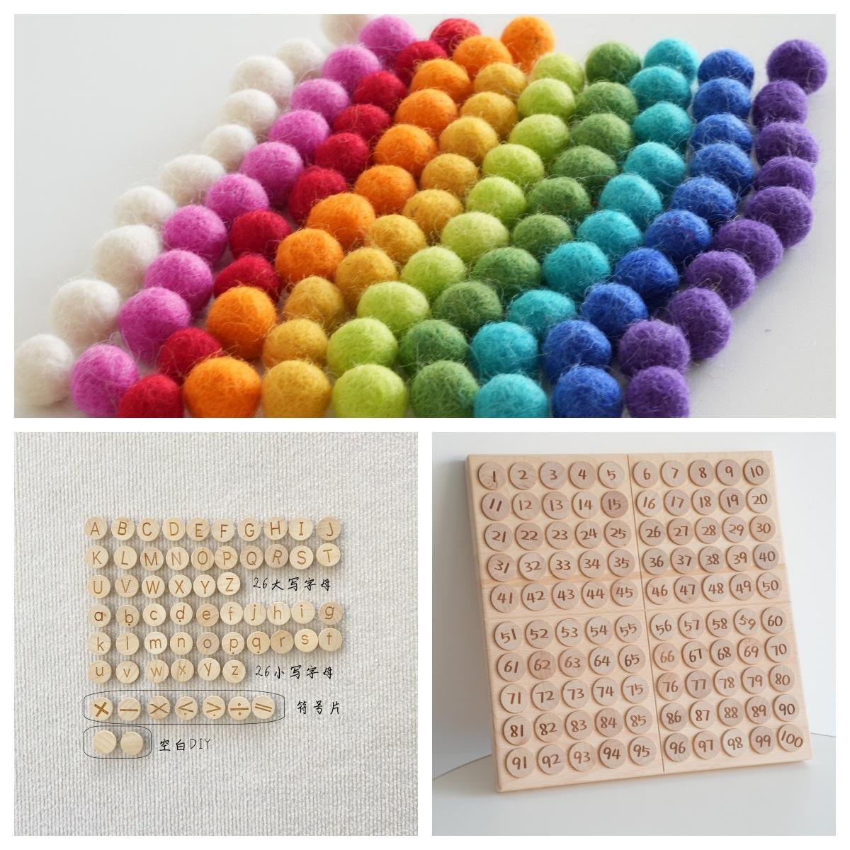 ร้อยจาน100หมายเลข60ตัวอักษร100ลูกบอลกำมะหยี่