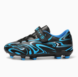 Custom Kids Football Cleats Velcro Soccer Shoes Breathable Anti Slip Training <b>Boots</b> White Black Gold Pattern - Product Image 3