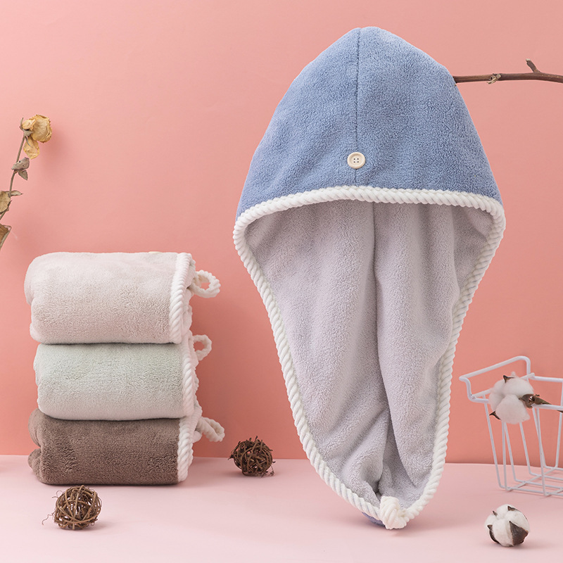 Оптовая продажа, специальная двухслойная шапка из кораллового флиса для сушки волос из микрофибры, поглощающая воду, быстросохнущая