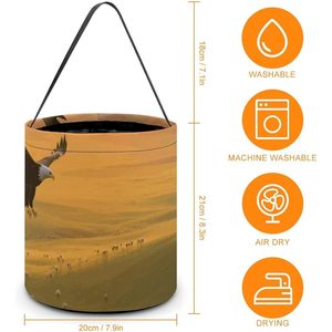 Panier de friandises d'Halloween Trick or Treat - Sac fourre-tout en forme de seau de bonbons Steppe Sunset avec poignée pour les cadeaux de fête Fabriqué en Chine - Product Image 2