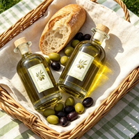 Bouteille d'huile en verre de luxe 3.3/10/17oz avec bouchon verseur à double compartiment, distributeur d'huile d'olive anti-goutte pour marque