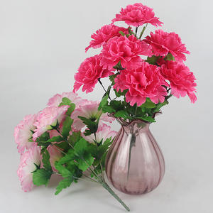 Venta al por mayor barato ramo de flores de clavel artificial 9 cabezas de seda funeraria flor decorativa - Product Image 3