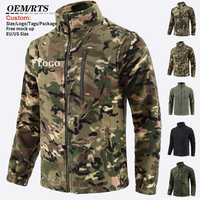 Veste polaire camouflage pour homme, fermeture éclair intégrale, col montant, veste tactique légère, camouflage, chasse, randonnée, camping