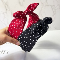 Serre-tête large vintage simple à pois avec nœud, cerceau à cheveux rembourré volumisant, accessoires de mode quotidiens pour femmes