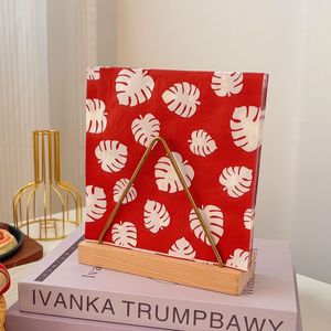 Printed Paper Napkins 330mm 2-Ply Themed Party Disposable Red Monstera Pattern 20 Sheets Per Pack - Product Image 2