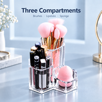 Porte-stylos hexagonal transparent avec texture rayée, organisateur de bureau multifonctionnel pour pinceaux de maquillage et fournitures de bureau, vente en gros