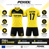 Kit de football personnalisé jaune et noir à col en V, colorblock, par sublimation, vente en gros, faible MOQ, pour équipes de lycée et jeunes aux États-Unis, directement de l'usine