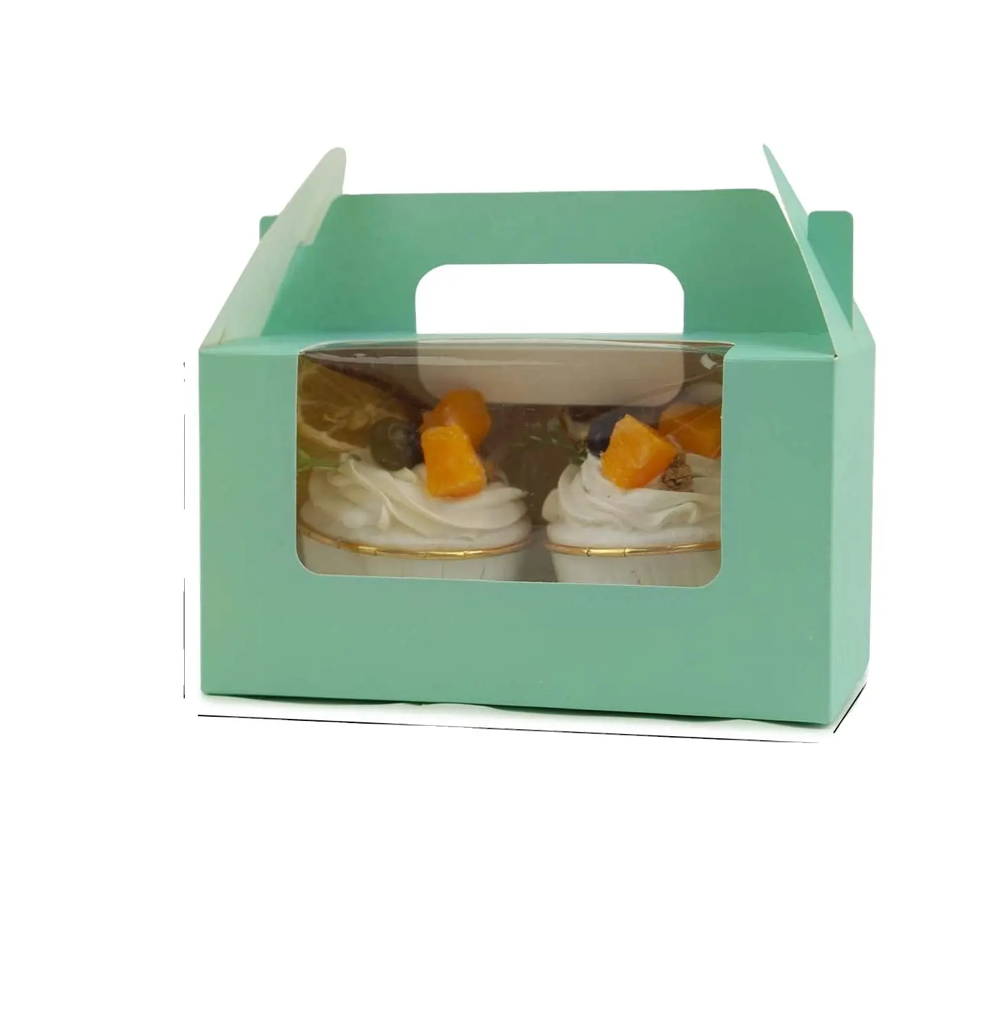 Riciclare colori vivaci assortiti Gable Box Portable Paper Cake Bag Breakfast Candy Cheese Cake Box con manico