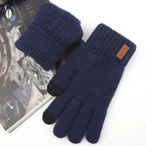 Cheap Winter Knit Gloves Thick Knit Gloves Guantes Invierno Anti-Freeze Protective Acrylic Mitten