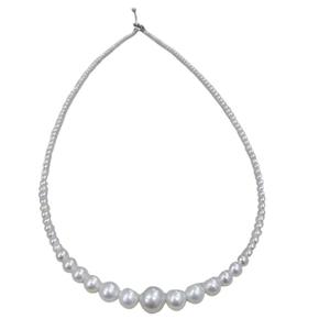 Collar de Perlas de Agua Dulce de Zhuji, 2-7 mm, Redondas, Casi Impecables, Aurora, Plata Pura con Hebilla Ajustable, Collar de Perlas Sonriente - Product Image 5