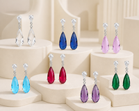 Boucles d'oreilles pendantes élégantes en argent sterling 925 vermeil et zircon coloré en forme de goutte d'eau pour femme, bijoux raffinés
