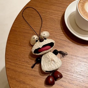 Creative <b>Plastic</b> Fruit Shell Car Keychain with <b>Beads</b> and Tassel for Keyring or Phone Accessory - Product Image 3