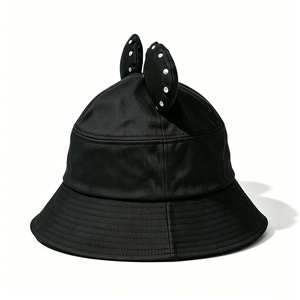 Chapeau Bob avec Oreilles de Souris 3D Mignonnes, Brodé Noir, Chapeau de Soleil Dessin Animé Kawaii, Casquette de Pêcheur Unisexe pour Activités Décontractées en Extérieur - Product Image 6