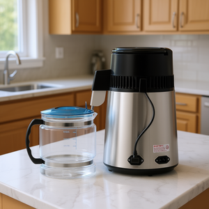 Destilador de agua de 750W y 4L de acero inoxidable, purificador de agua para encimera de cocina, para obtener agua pura y limpia. - Product Image 2