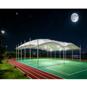 Anti UV PVC basketball Tensile Roof Manufacturer Stadium Tensile Structures Tension Sports Roof For Padel Tennis Court Tent - Product Image 2