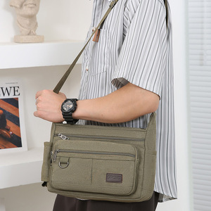New Men's Casual <b>Canvas</b> Messenger <b>Bag</b> <b>Large</b> Capacity Fashionable Single Shoulder Business Crossbody <b>Bag</b> with Button for Summer - Product Image 6