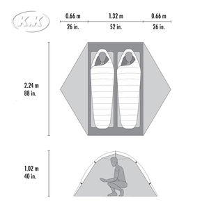 Tente de randonnée ultralégère Kawagebo Kamp (KK) 1,36 kg / 3 lb, imperméable, en nylon Ripstop 20D, pour 2 personnes - Product Image 6