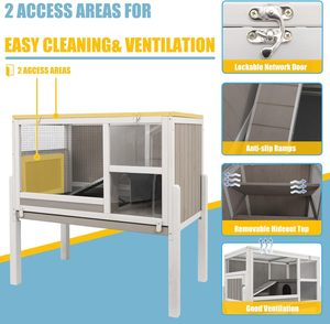 Jaula Moderna de Madera para Cobayas y Conejos con Diseño Bloqueable, Fácil Montaje, Bandeja Extraíble - Caja de Hábitat para Pequeños Animales Empaquetada - Product Image 5