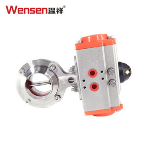 Пневматический сварной санитарный дисковый затвор Wensen из нержавеющей стали 304/316 с быстрой регулировкой и ручным управлением - Product Image 1