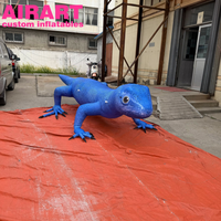 Lézard gonflable bleu décoratif publicitaire, gecko gonflable réaliste pour exposition