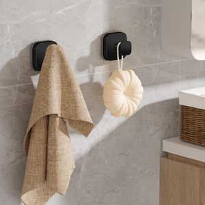 Vuông Màu Đen Tái Sử Dụng Hút Cup Móc Đường Ray Tắm Phòng Tắm Tường Móc Cho Cửa Sổ Kính Mịn Cửa Khăn Treo - Product Image 2