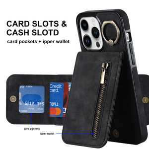 Nouvelle Étui Portefeuille Zippé Créatif avec Anneau Support pour Téléphone <span class=keywords><strong>iPhone</strong></span> 16 15 14 13 12 Pro Max en Cuir PU avec Porte-Cartes - Product Image 6