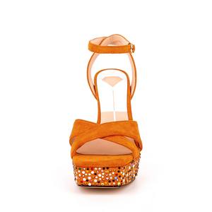 Sandales à talons hauts pour femmes, chaussures de luxe à bout ouvert avec strass - Product Image 3