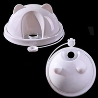 Tapa de domo para oso, desechable, de inyección, 90 mm, tapas de plástico para vasos de burbujas, material PP de grado alimenticio, tapa de panda con tapón, MOQ 500 unidades