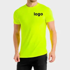 Jimnastik giysisi Streetwear 95 pamuk 5 elastan tişört dünya boş düz özel Logo erkekler Neon spor T Shirt adam