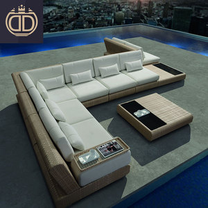 Moderna <span class=keywords><strong>da</strong></span> giardino in rattan divano in tessuto set di fuori porta sezionale mobili <span class=keywords><strong>da</strong></span> giardino - Product Image 2