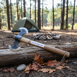 Hache viking à double lame en acier forgé, hache rétro sculptée, outil de survie portable pour la randonnée, le jardinage et la découpe de bois - Product Image 2