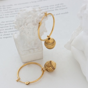 Boucles <span class=keywords><strong>d</strong></span>'oreilles rondes en acier inoxydable, Design ethnique, plaqué <span class=keywords><strong>or</strong></span> 18k, petites lanternes, bijoux pour femmes - Product Image 4