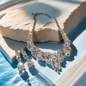 עגילי שרשרת תליון יוקרתי בהשראת טבעת אבני חן לבן תכשיטים לנשים כלות - Product Image 6