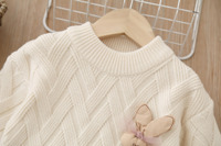 Ensemble pull et jupe en tricot pour petites filles, décor lapin 3D, tenue deux pièces pour petites filles