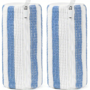 Sac de lavage pour chaussures en chenille OEM, bleu et blanc rayé, fermeture éclair, portable, pour usage domestique - Product Image 4
