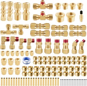 <span class=keywords><strong>Kit</strong></span> de réparation d'assortiment de raccords de tuyauterie en nylon à compression DOT pour camion, raccords rapides de tuyauterie de 1/4\", 1/8\", 3/8\", 1/2\" - Product Image 1