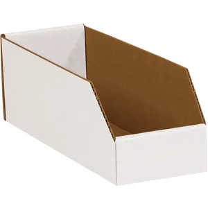 4 x 12 x 4 1/2 Open-Top White Corrugated Bin Box