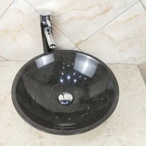 HZX özelleştirilmiş mermer taş çukur lavabo banyo beyaz ahşap mermer yuvarlak tek delik granit lavabo lavabo