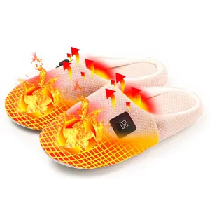 USB加热拖鞋3.7V充电电池加热鞋防滑橡胶鞋底冬季家用拖鞋蓬松鞋