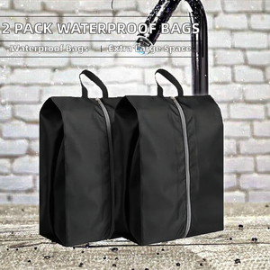 Paquete de 2 Bolsas de Viaje Extra Grandes para Zapatos, Impermeables, de Nailon, con Cierre de Cremallera, Portátiles, Modernas y Prácticas, Unisex, A1-Negro - Product Image 3