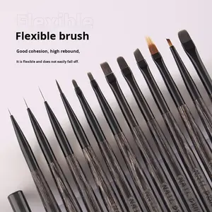 ชุดแต่งเ<span class=keywords><strong>ล</strong></span>็บด้ามไม้สีดำสไต<span class=keywords><strong>ล</strong></span>์ญี่ปุ่น12ชิ้นทนทานต่อเล็บพร้อมปากกา<span class=keywords><strong>เจ</strong></span><span class=keywords><strong>ล</strong></span>ยูวีขนสังเคราะห์ - Product Image 2