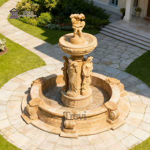 Tùy chỉnh tự nhiên Granite/đá cẩm thạch/đá đài phun nước Ai Cập bằng đá cẩm thạch màu vàng đài phun nước với đứng phụ nữ tượng cho ngoài trời - Product Image 6
