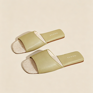 Nouvelles pantoufles minimalistes de luxe en cuir de mouton véritable et lin, antidérapantes, douces, sensation pieds nus, pour homme et femme, pour l'intérieur. - Product Image 2