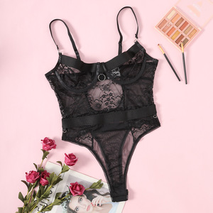 Nouvelle dentelle fleur brodé Lingerie transparente femmes sensuelle Lingerie taille haute Corset combinaison pour femmes - Product Image 6