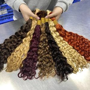 <span class=keywords><strong>Extensions</strong></span> de <span class=keywords><strong>cheveux</strong></span> humains en vrac à ondulations naturelles, effet mouillé, à tresser avec ruban adhésif, sans trame, ondulations profondes, toutes couleurs, sans pointes, lot en gros - Product Image 1
