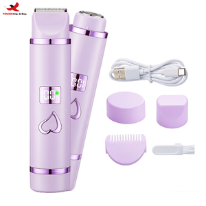 Kit de toilettage pubien portable 2-en-1 pour usage humide et sec, rasoir corporel indolore pour femme, tondeuse bikini, rasoir intime GZ RTS, commande mixte en gros - Product Image 1