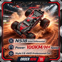 2 batteries HOSHI N518 pour voiture RC télécommandée à l'échelle 1/8, 4x4, 100 km/h, haute vitesse, tout-terrain, drift, course pour adultes