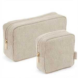 Corduroy Cosmetic Bag Zipper <b>Makeup</b> Pouch <b>Travel</b> Toiletry <b>Case</b> Casual Organizer - Product Image 1