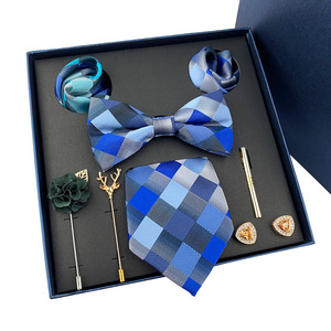 Mới Thời Trang Tie Cho Nam Giới Bowtie Thiết Kế Hanky Cufflinks Ve Áo Pin Tie Clip Set Trong Đẹp Hộp Quà Tặng Đóng Gói Mens Quan hệ Hộp Set - Product Image 3