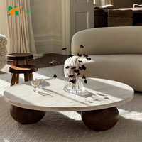 Table basse en marbre naturel au design moderne MT STONE, meuble élégant et décoratif pour salon, table basse de forme irrégulière en marbre
